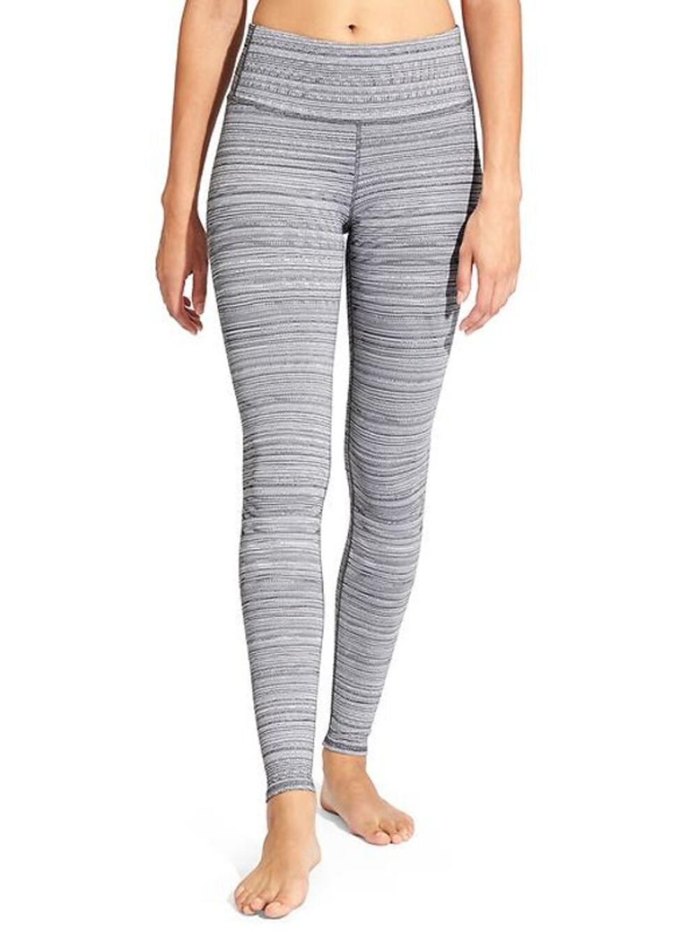 Athleta High Rise Light Gray Textured Jacquard Chaturanga Full Length Leggings